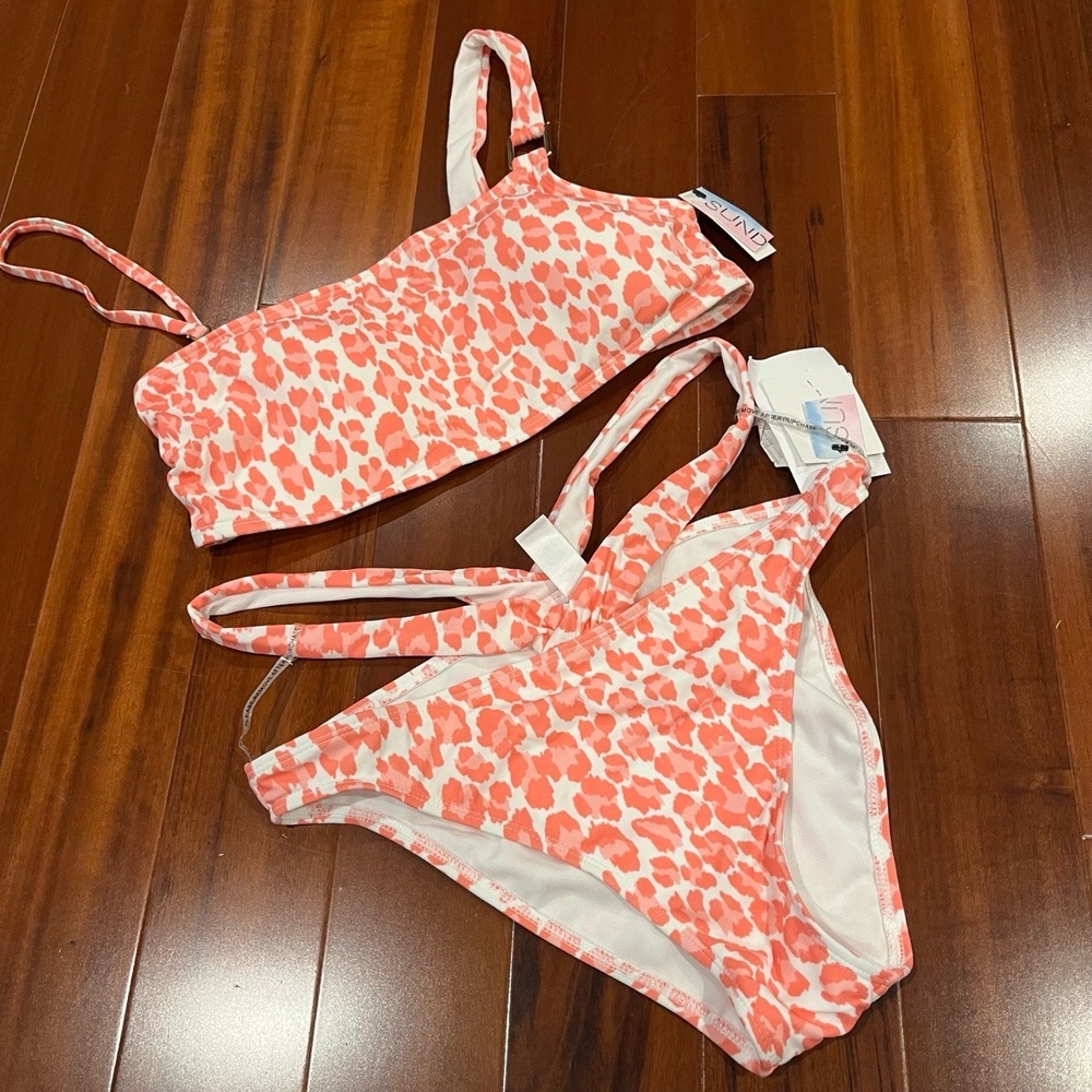 New NWT SunDazed Pink Bikini Swim Set Two Piece Animal Leopard Print Size 36C M